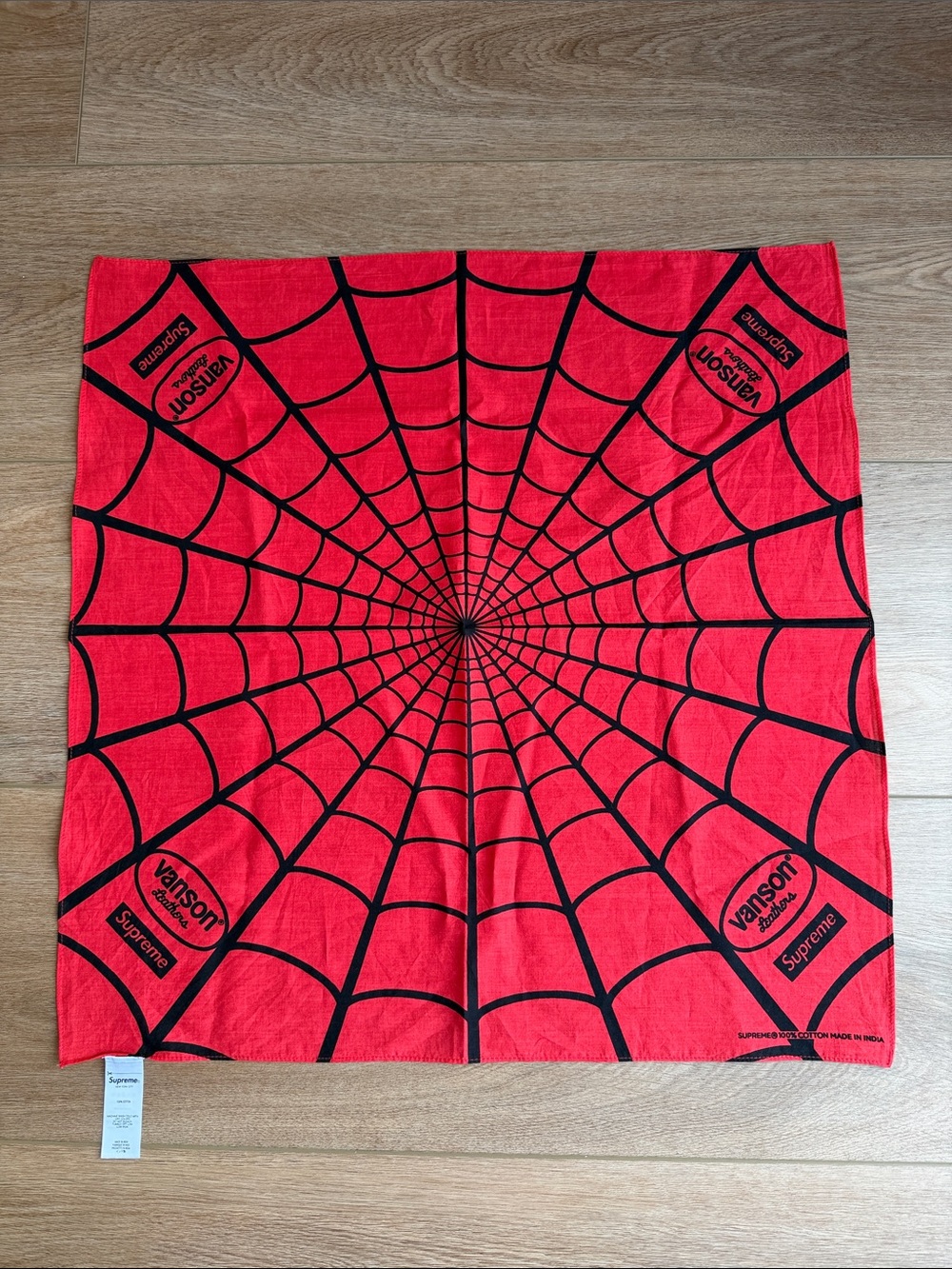 Supreme Red Bandana with Black Graphic